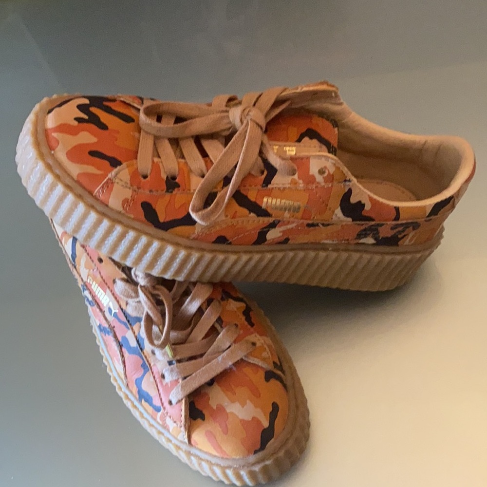 PUMA X RIHANNA Suede Camo orange Creepers Size 7.5 - Picture 3 of 14
